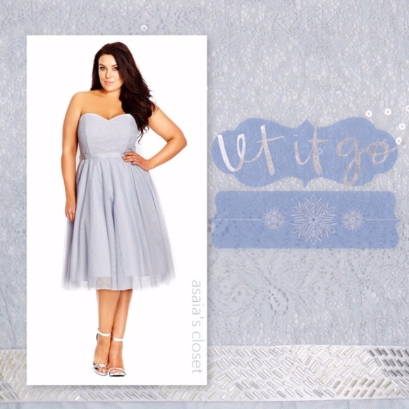 City Chic Dresses & Skirts - Powder Blue Sequin Elsa Fit &Flare 22 /XL